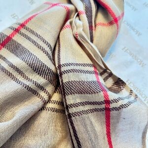 Plaid Scarf with Red and Brown Accents